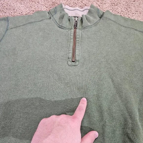 READ Tommy Bahamas Reversible Sweatshirt Mens XL Green 1/4 Zip Pullover Sweater - Picture 3 of 7